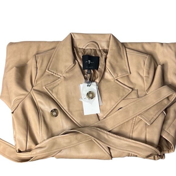 7 For All Mankind Vegan Faux Leather Trench Belted Coat NWT S - Picture 14 of 16